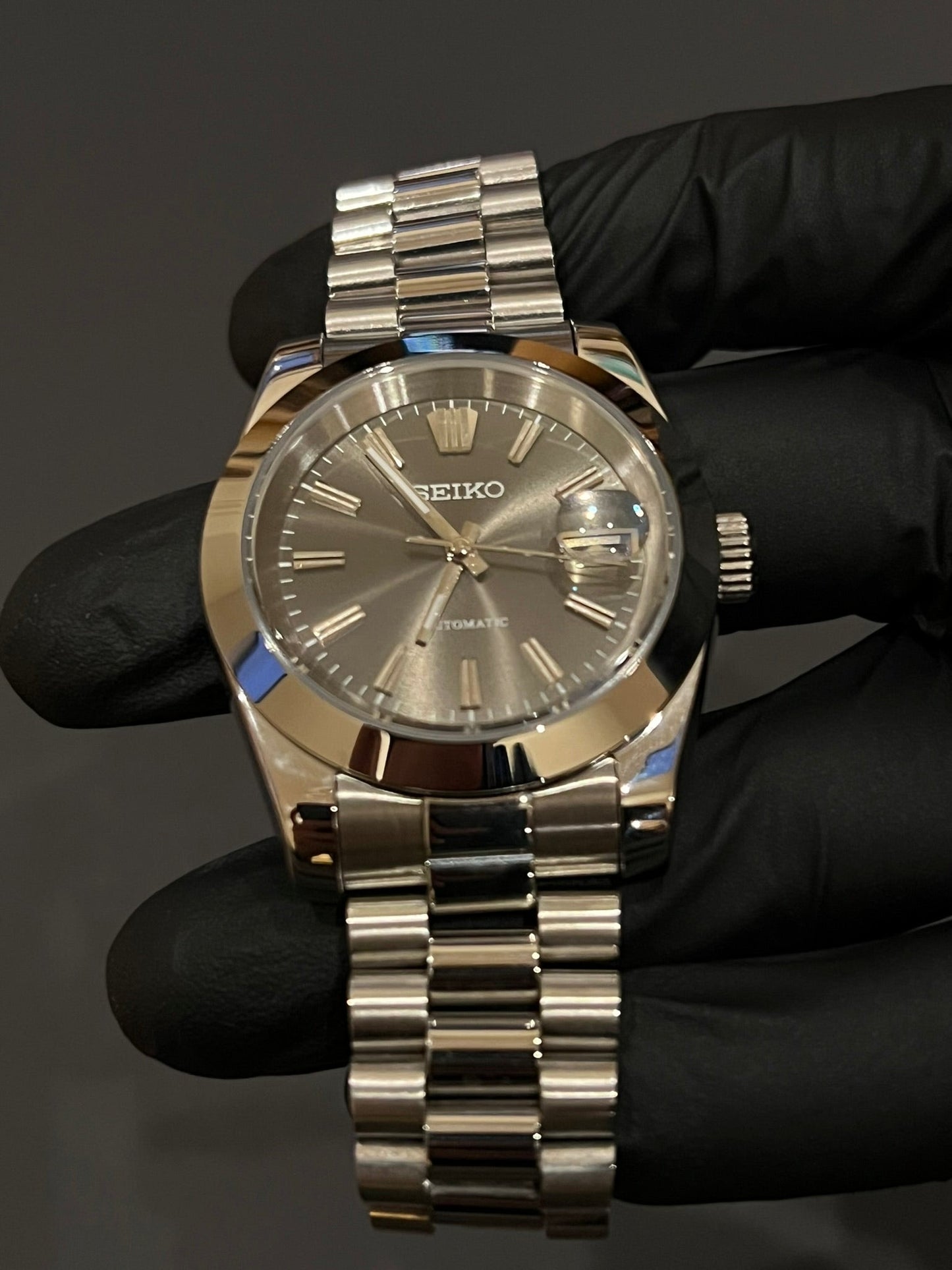 CUSTOM WATCH MOD SILVER FACE DATEJUST NH35 AUTOMATIC